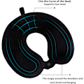 Miniatyrbilde 4 av 6: Reisepute Nakkepute Memory Foam Reiseputer Hodestøttepute for Fly T tog Bil Kontor Reise Essensielle Flypute for en Lang Tid Svart Black Black One Size