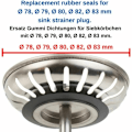 Miniatyrbilde 3 av 5: Tetninger for vaskepropp, gummipakning for vask, tetninger for sil, 5-pakning reservetetninger for vask, gummipakninger for propp