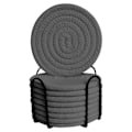 Miniatyrbilde 1 av 4: 8 stk. Drikkeunderlag med Holder, Bomullsvevde Absorberende Underlag for Drikker, Minimalistisk Hjemmeinnredning Underlagssett for Trebordbeskyttelse Style 3