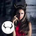 Miniatyrbilde 3 av 4: Kvinner Svart Dronning Heks Demon Horn Hodeplagg Cosplay Fest Kostyme Hårbånd