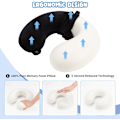 Miniatyrbilde 3 av 6: Reisepute Nakkepute Memory Foam Reiseputer Hodestøttepute for Fly T tog Bil Kontor Reise Essensielle Flypute for en Lang Tid Svart Black Black One Size