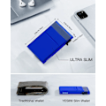 Pikkukuva 5 / 6: Pop-up-luottokorttikotelo RFID-estolla ja setelitaskulla - Minimalistinen käyntikorttikukkaro miehille - Ohut alumiinimetallikotelo korteille ja seteleille Blue