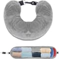 U-shaped neck pillow with soft velvet cover gray