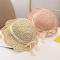 Miniatyrbilde 4 av 5: Dww-48-53cm Sommerstråhatt for jenter med blondesløyfe og solbeskyttelse Bred brem Sammenleggbar for ferie, reise og utendørs bruk