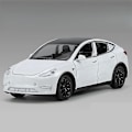 Pikkukuva 1 / 5: 1/32 Tesla Model Y SUV Leikkiauto Malli Valettu Metalli Miniatyyri Ääni & Valo Vetotakaisin 1:32 Kokoelma Lahja Pojalle Lapselle White