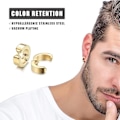 Miniatyrbilde 3 av 5: 8 stk. ikke-perforerte øredobber i titan stål med øreklemmer for menn og kvinner, hiphop-øredobber i 4 farger
