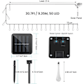 Miniatyrbilde 2 av 5: 50 LED Dråpeformede Solcellelamper Utendørs Hage, Solcellelamper Hage Utendørs Vanntette, 6,9 m