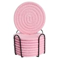 Miniatyrbilde 1 av 4: 8 stk. Drikkeunderlag med Holder, Bomullsvevde Absorberende Underlag for Drikker, Minimalistisk Hjemmeinnredning Underlagssett for Trebordbeskyttelse Style 1