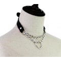 Miniatyrbillede 4 af 7: Choker Hjerte Halsbånd SVART PU-læder Goth Sele Black Svart