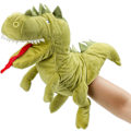 Miniatyrbilde 1 av 5: Plysjdinosaur Hånddukke T-Rex med åpen bevegelig munn for