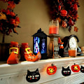 Miniatyrbilde 4 av 10: Halloween-tema LED-telys Retro firkantet lykt hengende pynt for hjemmet og hagen 2