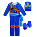Miniatyrbilde 2 av 2: Hot Sell Ninja Cosplay Kostymer Gutt Jumpsuits Sett Halloween Julebord Klær Ninja Superhelt Streetwear Kostymer Blå Blue 5-6T