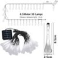 Miniatyrbilde 6 av 6: Solcellelamper utendørs, 6,5 m balkong solcellelamper med 30 LED-krystallkuler, 8 moduser, IP44 vanntett, solcellelamper for hage,