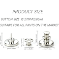 Miniatyrbilde 2 av 5: 10 stk jeansknapper, 17 mm avtakbar metall DIY-knapp, justerbar