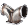 Miniatyrbild 6 av 8: Ls1 Headers Dubbelt inlopp 3 tum T4 fläns Rostfritt stål Silver Vband Dual Inlet Y Armbågsadapter 3In för V6 V8 motor T4 laddare Scrollfläns