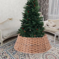 Miniatyrbild 3 av 8: Julgranskrage konstgjord rotting Xmas Tree Kjol Rund handvävd julgransringbas Cover för bondgårdssemester