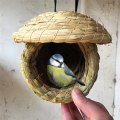 Miniatyrbild 4 av 7: 2ST Halmfågelbo, Halmfågelbo Miljövänlig halmfågelholk Naturfiberfågelbo Hydda Mysig vilouppfödningsplats för papegojor