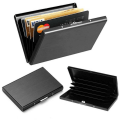 Miniatyrbild 1 av 6: Män Kreditkortshållare Svart Slim Money Clip Metallplånbok