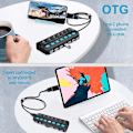 Miniatyrbild 3 av 5: USB Hub 3.0 7 Port Data Hub USB Splitter med individuell