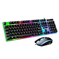 Miniatyrbild 1 av 3: (Svart) Gaming Tangentbord Mus Set Rainbow LED USB adapter