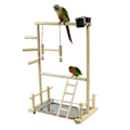 Miniatyrbild 1 av 6: Trä Parrot Swing Leksaker Dubbla lager trä fågelställ