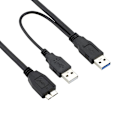 Miniatyrbilde 1 av 2: 0,5m USB 3.0 Dobbel USB-A Hann til Micro-B Y Kabel Strømforsyningsledning for Ekstern Harddisk