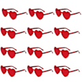 Miniatyrbilde 1 av 4: 12 stk. Hjerte Solbriller For Kvinner Transparent Hjerteformede Solbriller Bulk Morsomme Solbriller Pakke For Festgaver red
