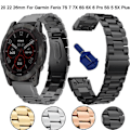 Miniatyrbillede 3 af 3: Til Garmin Fenix 7X/7X Pro/6X Quickfit 26mm Rustfrit Stål Rem 3 Perler Urrem - Multi-Farve Multicolor Multi-Color