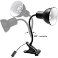 Miniatyrbillede 5 af 5: Varmelampe til skildpaddeakvarium, skildpadde med 2 Uva Uvb pærer, bage lampe justerbar 360 roterende clips til skildpadde slange akvarium -JA