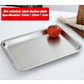 Miniatyrbilde 1 av 5: 304 rustfritt stålbrett, rektangulær ren flat bunn firkantet plate, kommersiell kjøkken bakefiskplate, fortykket dampet risplate C-style L36 W27 H2flat bottom
