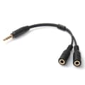 3,5 mm stereo audio han- og mikrofon splitter adapter sort