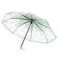 Romantisk transparent paraply med blommor – Bubbelformat solskydd för kvinnor grön