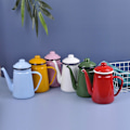 Miniatyrbilde 3 av 4: Emaljert Kaffekanne 1.1L Kaffekjele Slitesterk Tykk Vann Melk Varmer Komfyrtopp Tekanne Vannkjele for Hjem Utendørs Te Kaffe Green