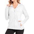 Miniatyrbillede 1 af 5: Dame UPF 50+ Langærmet Solbeskyttelsesskjorte, Hættejakke med Fuld Lynlås, Solskjorte, Lynlåslommer & Tommelfingerhuller White XL to XXL