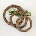 Miniatyrbillede 5 af 5: ZHOUBA Unik Rattan Krans Base Rund/Hjerteform Bryllupsfest Dekoration DIY Dele 20cm