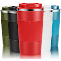 Miniatyrbild 1 av 4: Resanvändbar Termosmugg Kaffe Koppar Vakuumisolering Rostfritt Stål Flask för Varma Kalla Drycker Red 380ml