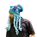 Miniatyrbild 1 av 2: Ny Halloweenhatt 2022 Bläckfiskhatt Roliga Huvudbonader Handstickad Bläckfiskform blue