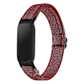 Miniatyrbillede 2 af 5: Elastisk nylon flettet urrem til Fitbit Inspire 3, solo loop erstatningsrem med sort konnektor - Mørkegrøn Red