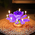 Miniatyrbilde 3 av 4: Roterende Musikk Lotus Kake Lys Bursdagsfest Magisk Blomsterblomst Lys rask multicolour