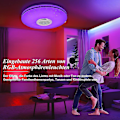 Miniatyrbillede 3 af 5: LED Loftlampe Dæmpbar RGB Farveskiftende Med Bluetooth Højttaler, LED Lampe Til Køkken, Børneværelse, Soveværelse, Stue