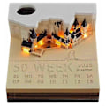 Miniatyrbild 1 av 5: Tidstycke Kalender, 2025 Skrivbordskalender Memoblock, 3D Magiskt Slott Tidstycke Anteckningsblock med Ljus