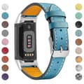 Premium Ægte Læderrem til Fitbit Charge 5/6 - Blød Justerbar Erstatningsrem Blue Fitbit Charge 6