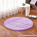 Miniatyrbillede 1 af 5: Bademåtte skridsikker absorberende brusebad badeværelses tæppe rund langhåret Purple 80cm diameter