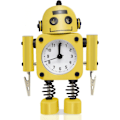 Miniatyrbild 1 av 4: Icke-tickande Robot Väckarklocka Rostfritt Stål - Väckarklocka Med Blinkande Ögonljus Och Handklämma (gul)