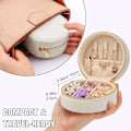 Miniatyrbild 4 av 7: Mini Sammets Reseväska för Smycken, Resesmyckeskrin Organiserare, Liten Smyckesorganiserare Förvaring för Ringar Örhängen Halsband Armband Semicircle White