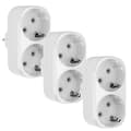 3 stk. EU Standard Stikadapter med Dobbelt Stik og Tripel Stik White