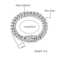 Miniatyrbilde 3 av 5: 51g Høykvalitets Hip Hop Full Herrearmbånd Miami Cuban Link Kjede Fo Sliver 20cm