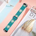 Miniatyrbillede 3 af 5: Elastisk nylon flettet urrem til Fitbit Inspire 3, solo loop erstatningsrem med sort konnektor - Mørkegrøn Green Daisy