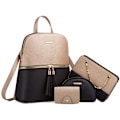 Miniatyrbild 2 av 9: Mode Dam Ryggsäck Läder Ryggsäck med Axelrem Crossbody Väska Läder Korthållare Plånbok Set Gåva för Kvinnor A