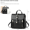 Miniatyrbild 5 av 6: Liten Ryggsäck Dam Crossbody Väskor Mini Ryggsäck Söta Flickor PU Läder Vattentät Ryggsäck för Dagliga Resor Negro